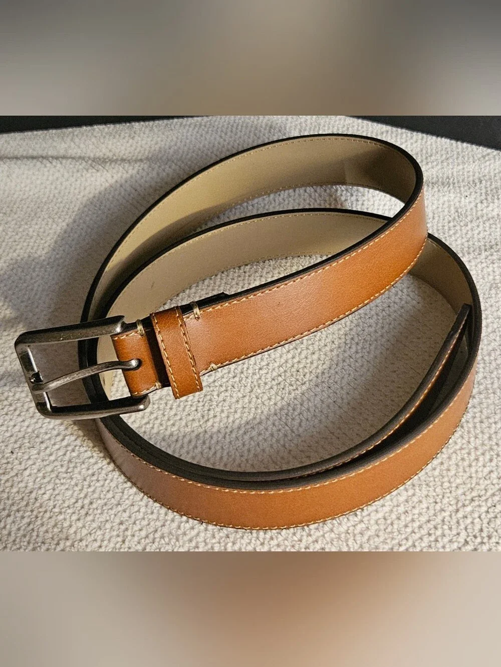 Men's Faux Leather Belt in Tan - Classic Casual Dress Style
